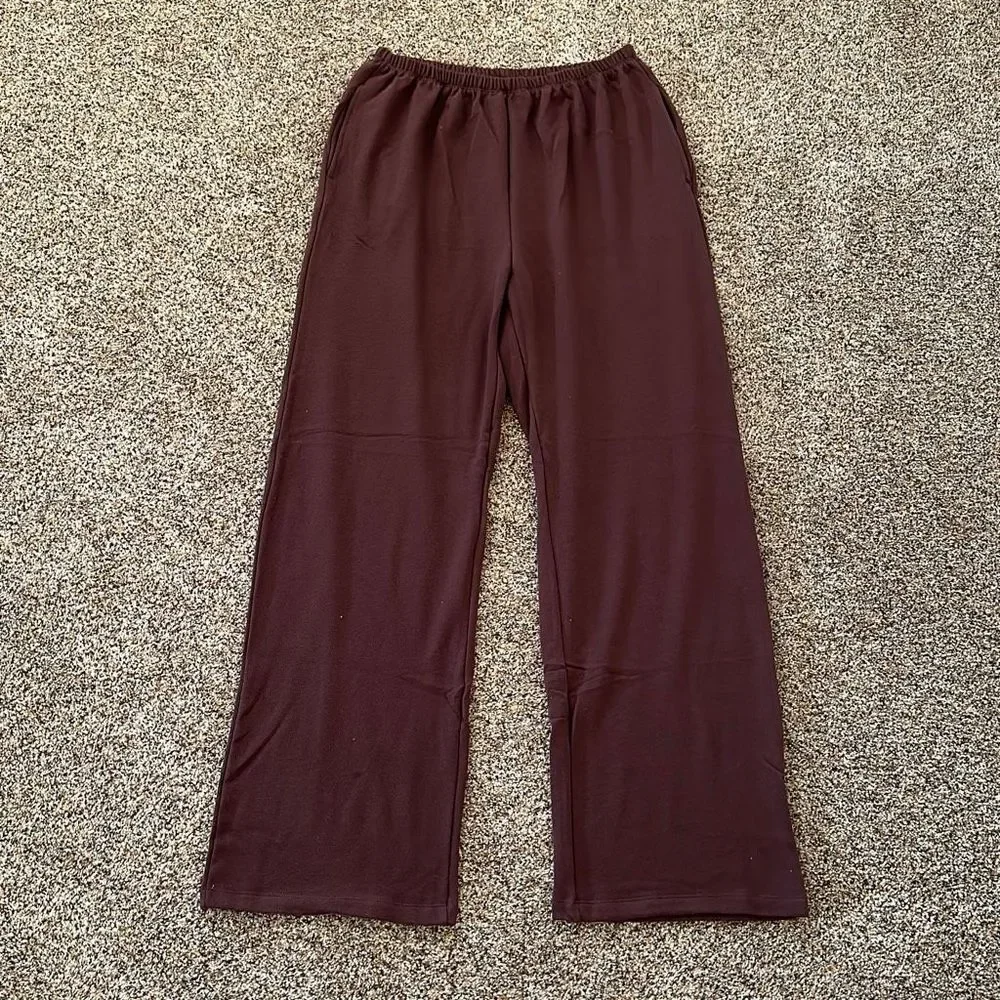 Naked Wardrobe Soft Sweatpants Elastic Waist in Chocolate Brown Size 1X - Picture 2 of 7